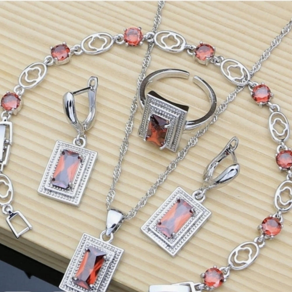 Sterling Silver Wedding Jewelry Set forWomen,Bridal,925STAMPED,any Occasion Gift - Picture 2 of 5
